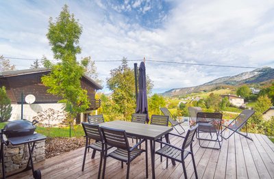 Terrasse privative avec vue sur le Val de Lans. Octobre 2020