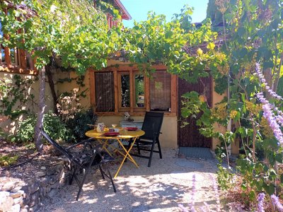 Terrasse privative au gîte