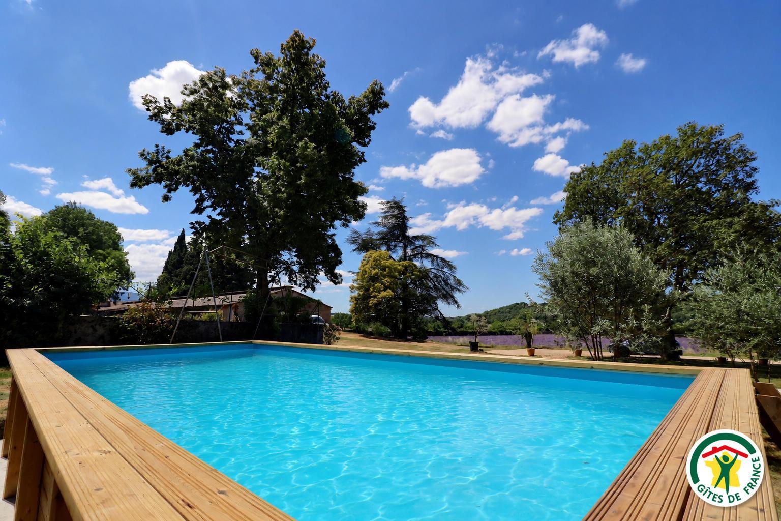 La piscine privative hors-sol (photo retouchée par intelligence artificielle; la piscine sera mise en eau définitivement [...]